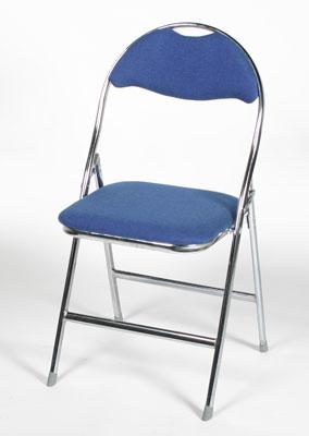 Ark klappstol blåttt stoff og krom ben